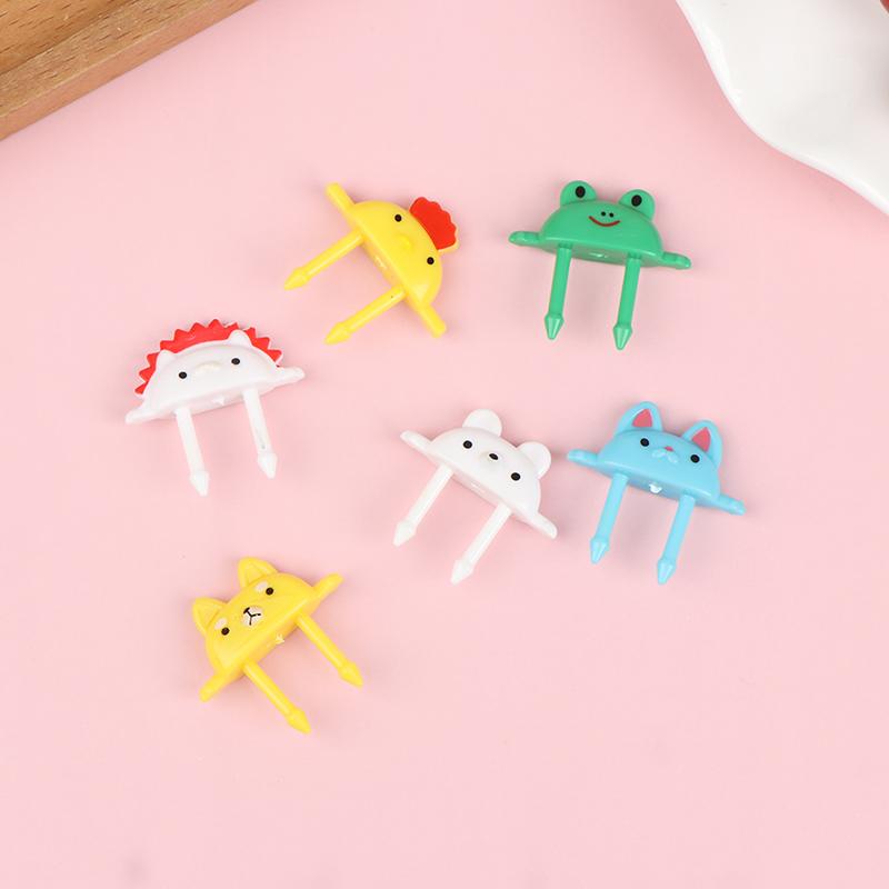 6pcs Animal Farm Dinosaur Fruit Fork Mini Cartoon Children Snack Cake Dessert Pick Toothpick Bento Lunches Party Decoration