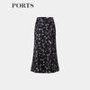 Ports Women's Retro Elegant Printed Fishtail Midi Skirt