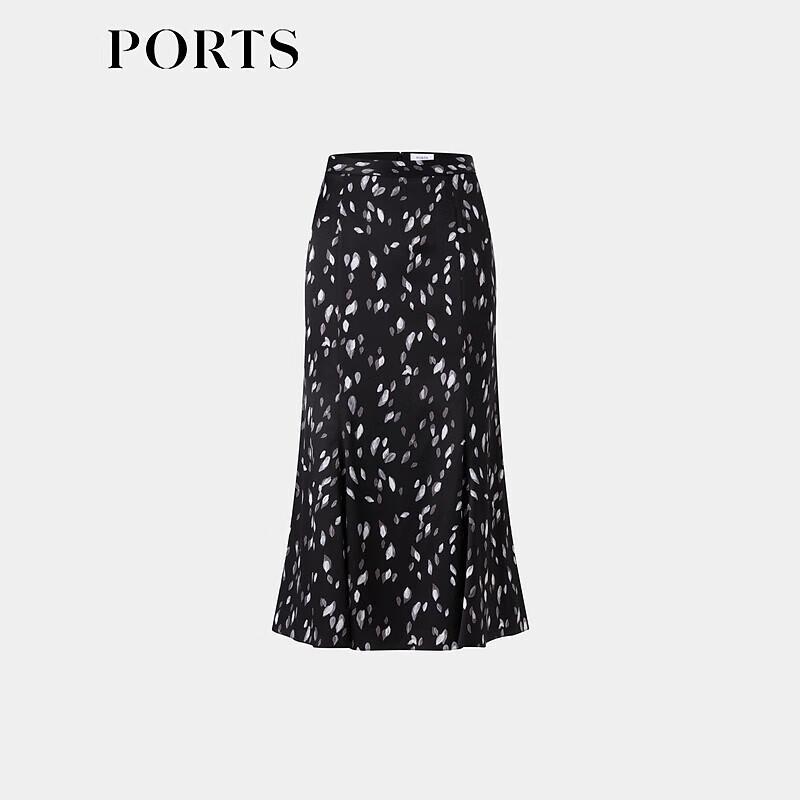 Ports Women's Retro Elegant Printed Fishtail Midi Skirt
