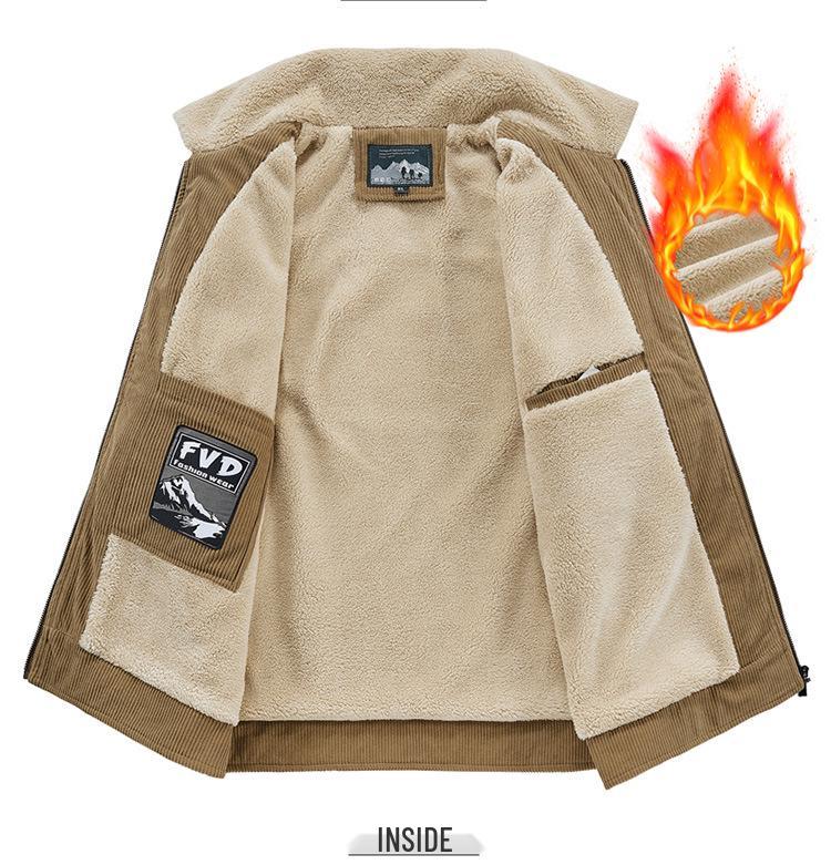 Men's Cross-Border Corduroy Lapel Jacket - Autumn/Winter Trendy Thickened Casual Coat