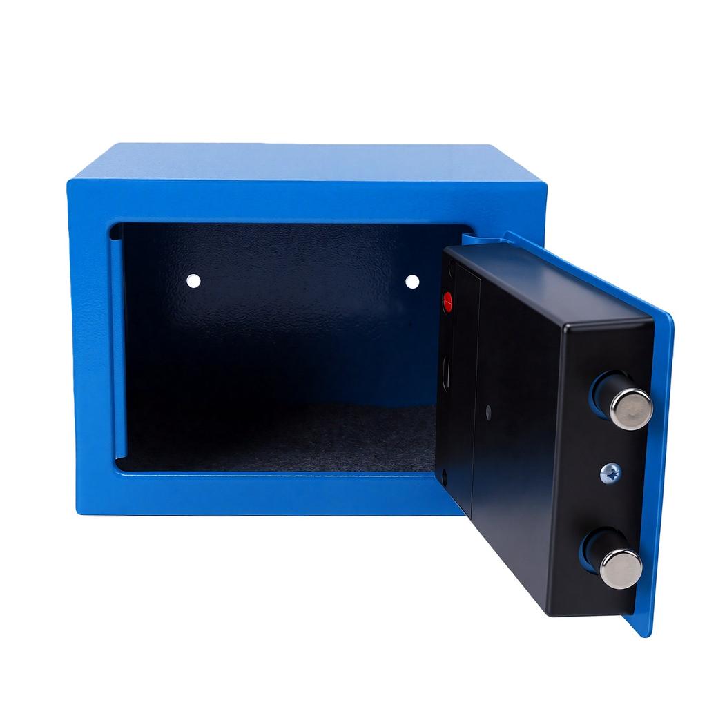 Small Safe Box with 2 Keys Programmable Digital Keypad Magnetic Lock Safety Box for Home Dorm Office Hotel Blue