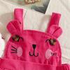Girls' Floral Long Sleeve Romper & Cat Corduroy Overall Dress Set - Autumn/Winter