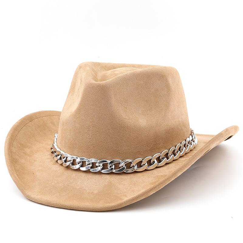 Cowboy vintage jazz hat silver-plated chain woolen hat felt vintage imitation sheep hat cowboy hat