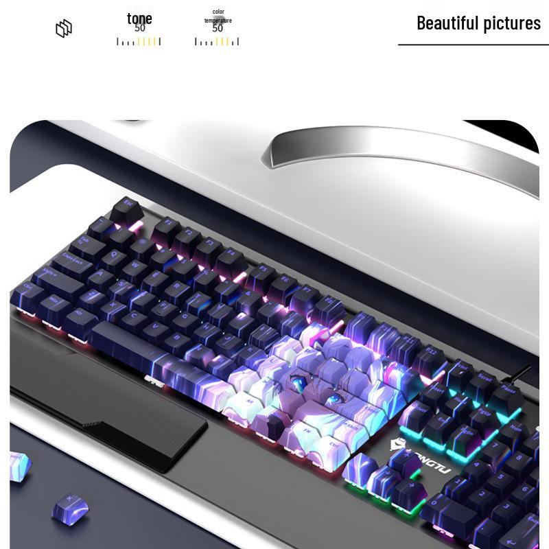 Anime-Themed PBT Dye-Sublimation Keycaps Set with Side Engraved Translucent Design