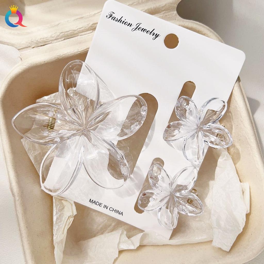 2 Pcs Hawaiian Flower Claw Clips for Women,Marble Vein Flower Hair Claw Clips for Thin Hair,Cute Beach Hair Accessories