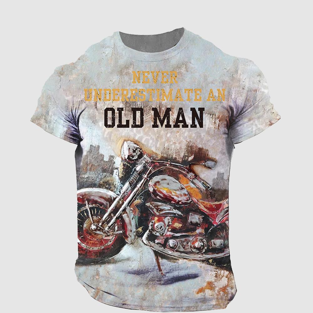 Vintage T-skjorte Motorsykkel Herre T-skjorte 3D-utskrift Bil Kortermede T-skjorter Sommer Herreklær Uformell bluse Klassiske sykkeloverdeler