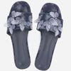 Fashion Denim Butterfly Decoration Flat Sandal Round Toe Open Toe Designer Slippers Summer Fashion Comfortable Big Size Beach Women Shoe