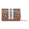 TB Monogram Canvas Leather Wristlet Pouch - Luxury Saffiano Leather Trim & Gold Chain Detail For Daily Commute