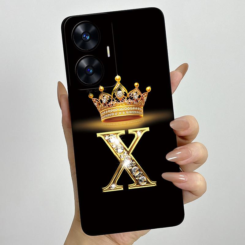 For Realme C55 RMX3710 Luxury Crown Letters Cover Soft Silicone Phone Case For Realme Narzo N55 C 55 RealmeC55 NarzoN55 Bumper