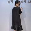 Simple Style Short-sleeved Summer Dress for Women, Loose and Comfortable with Ruffled Lace and Sequin Patching, Suitable for Formal Evening Wear.
