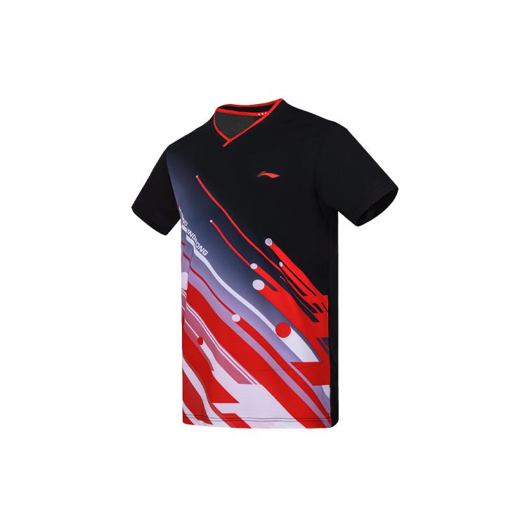 Li Ning Tischtennis Kollektion T-Shirt Herren Schwarz AAYS017-1