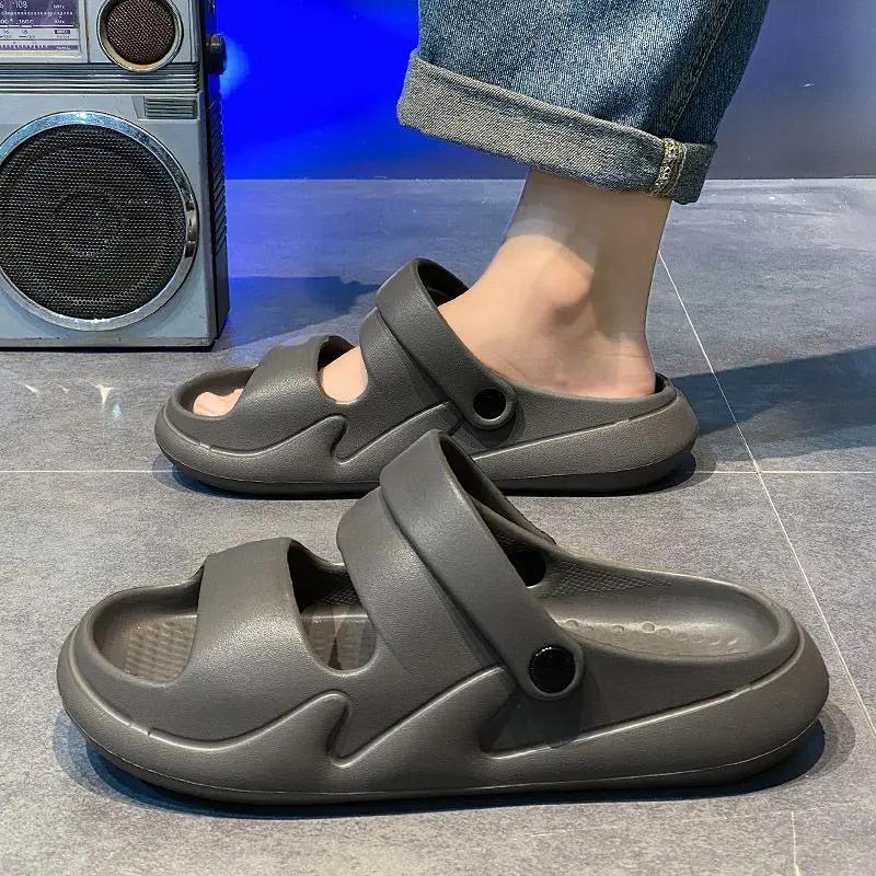 Fashion Anti-slip Slippers for Men Outdoor Beach Shoes Mascullino Fun 2025 Style Fashion Summer Sale Y2k Clappers Elegant Sandals Man