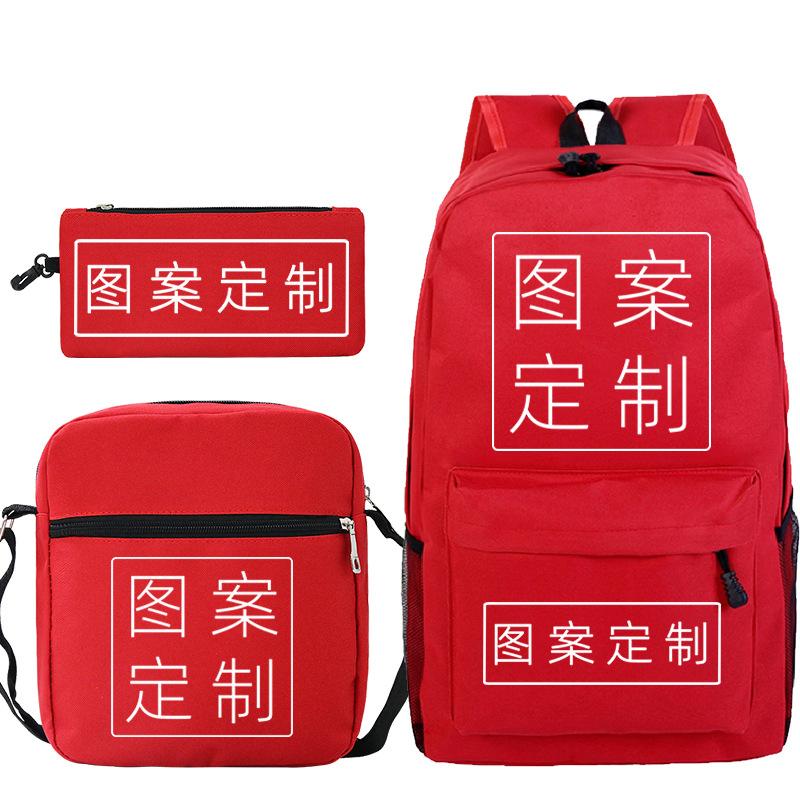 Student Schoolbag Making Oxford Cloth Backpack Shoulder Bag Pencil Bag Combination Three-Piece Set