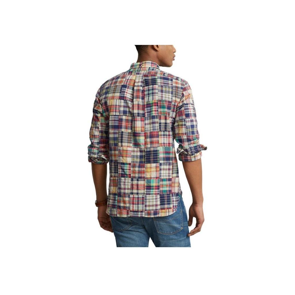 Polo Ralph Lauren SS23 Patchworková kostkovaná jednořadá košile s dlouhým rukávem Pánské košile Vícebarevná MNPOWOV16822799-999