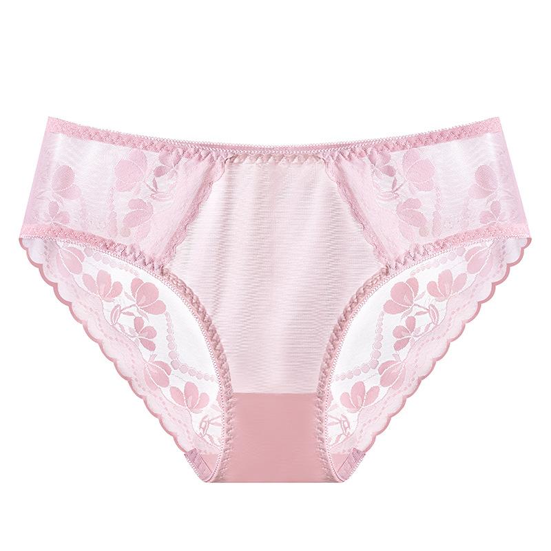 Big Size Lady Summer Sexy Lace Hollow Jacquard Seamless Breathable Triangle Briefs