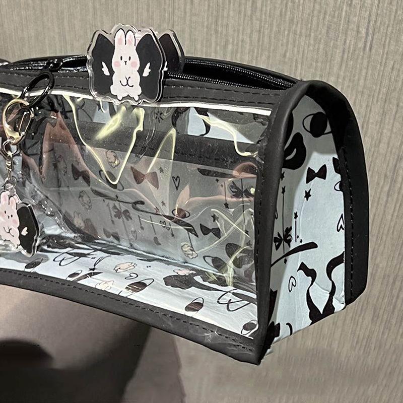 

Мультяшный полупрозрачный пенал многослойный вертикальный большой емкости сумка для хранения канцелярских принадлежностей школьные принадлежности косметичка