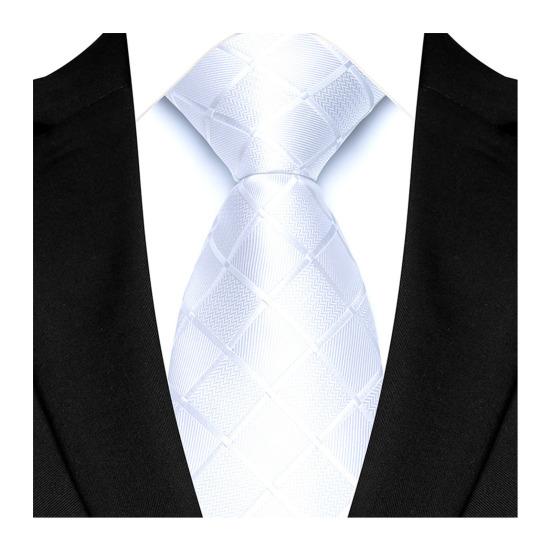Men Tie Geometric Plaid Pattern Pure Color Design Smooth Texture Dress Tie Business Office Formal Necktie