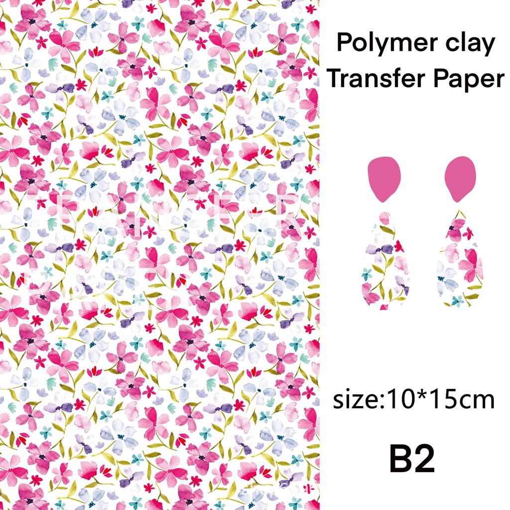 2 Stück weiches Keramik-Transferpapier der Serie „Naturblumen“ – geeignet für die Herstellung von handgefertigten DIY-Ohrringen und Schmuck
