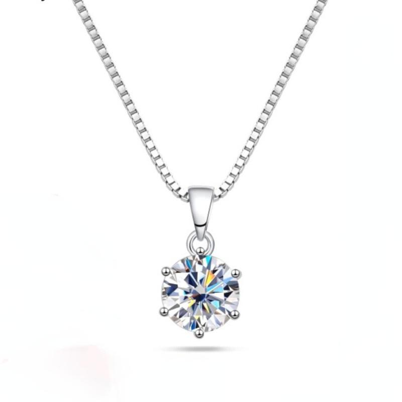 

JoyceJelly 1 CT Real Moissanite Pendant Necklace For Women Royal Blue Color Moissanite 925 Sterling Silver Wedding Fine Jewelry 45cm&1 ct