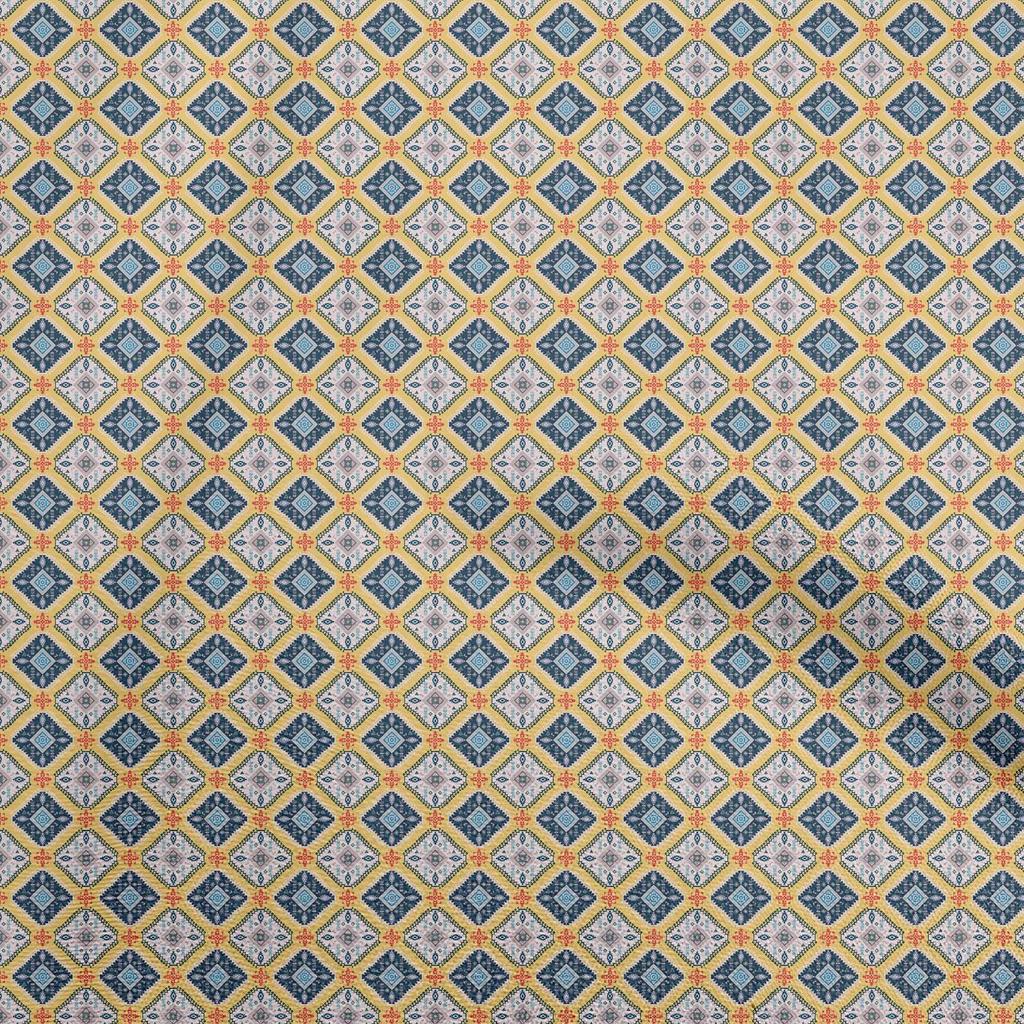 oneOone Cotton Flex Light Green Fabric Asian Kilim Sewing Material Print Fabric By The Yard 40 Inch