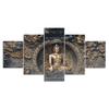 Buddha Statue Sculpture 5 Piece Five Panel Wall Canvas Print Modern Art Poster Picture Home Decor Gift For Him For Her