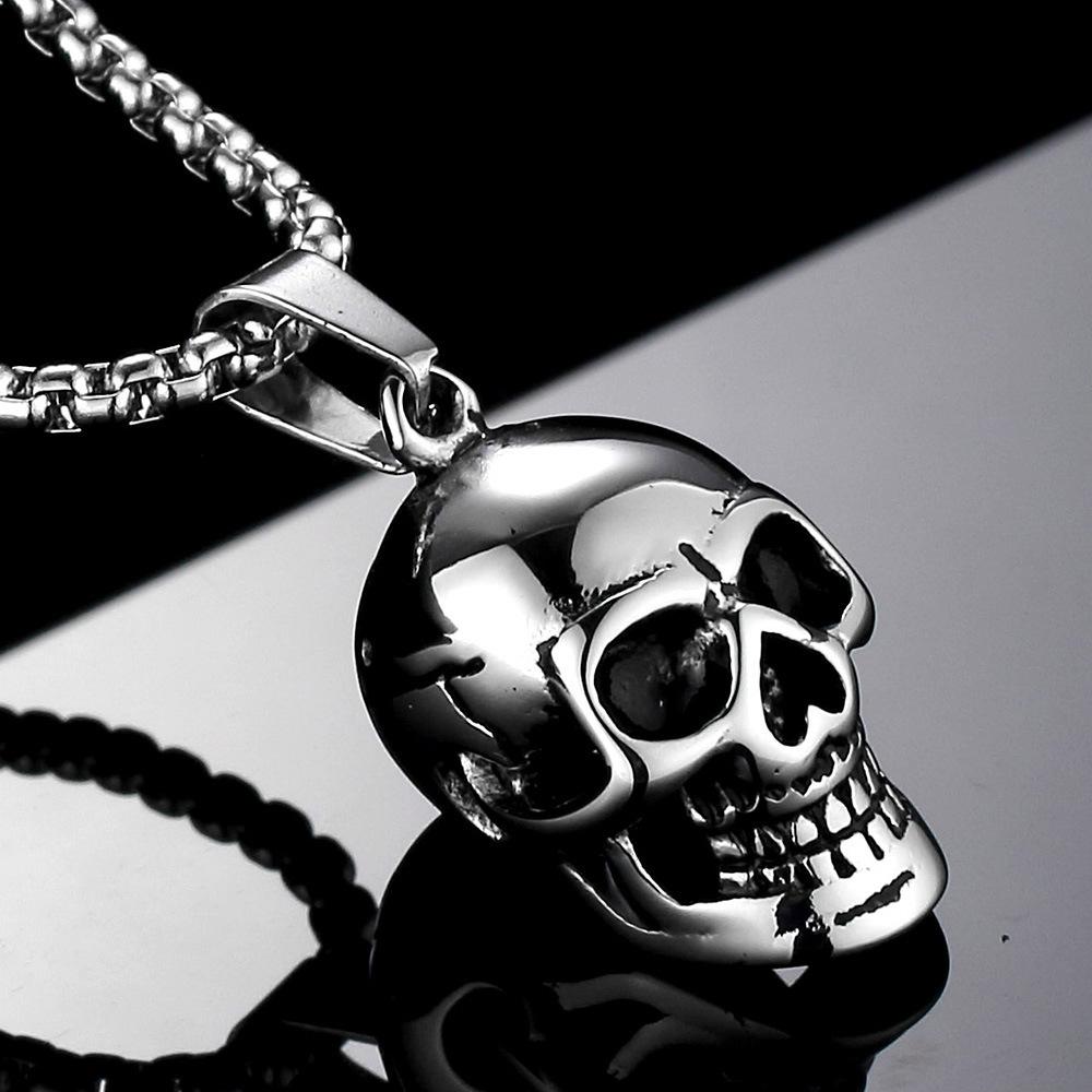 Skull Head Stainless Steel Men Necklaces Pendant Chain Vintage Punk Rock HipHop Cool Things for Women Jewelry Gifts Wholesale