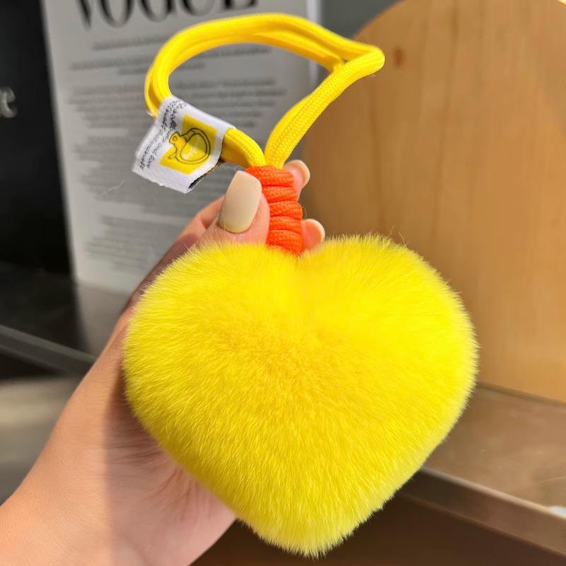 

Милый брелок-подвеска в виде сердца из меха кролика рекс - Плюшевый шарм для сумки в форме сердца