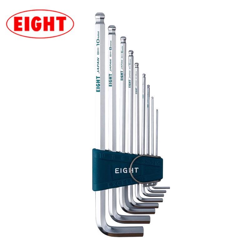 EIGHT BHS-9X 9-Piece Metric Ball End Hex Wrench Set 9-Piece Set