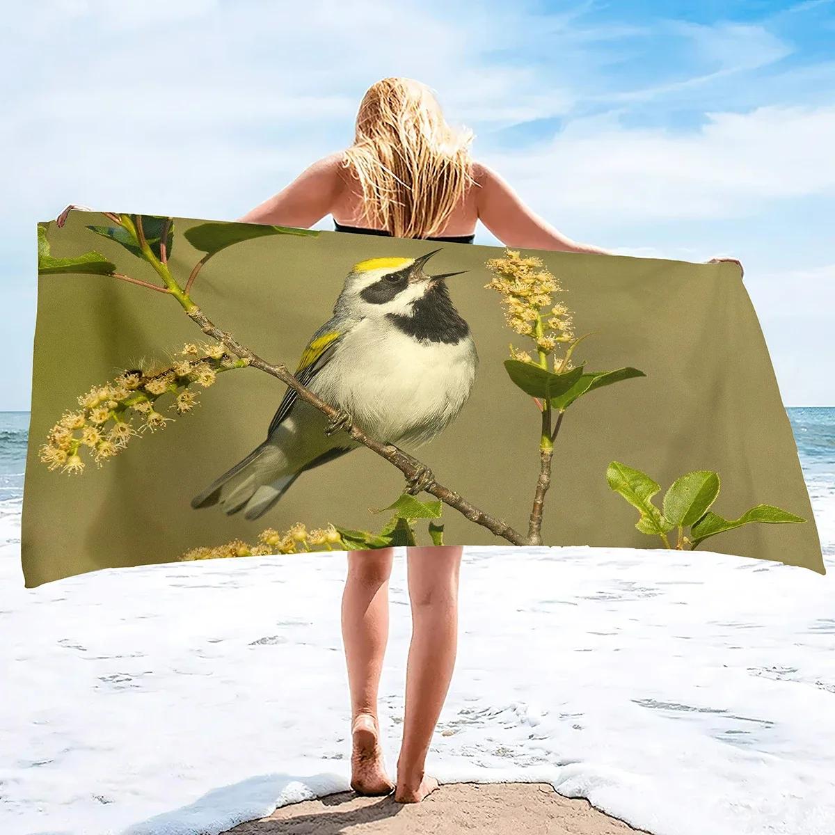 

Bird Beach Towels Quick Dry Microfiber Soft and Absorbent Bath Towel Outdoor Travel Oversized Large Beach Towel for Adults Kids W30*H60(CM)