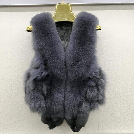Vest Natural Soft Fox Fur Sleeveless Jacket Lady Quality Warm Real Fox Fur Gilet