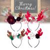 Womens Christmas Themed Hairband Headwear Deer Antlers And Flower Decorations