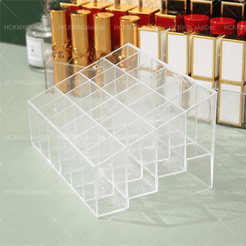 Прозрачная акриловая коробка для помады с 24 ячейками, органайзер для макияжа, коробка для хранения, органайзер для кистей для макияжа, дисплей-подставка, коробка-органайзер для косметики