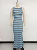 Spring/Summer 2026 Striped Sleeveless Knit Dress: European and American Resort Style Fashion for Women.