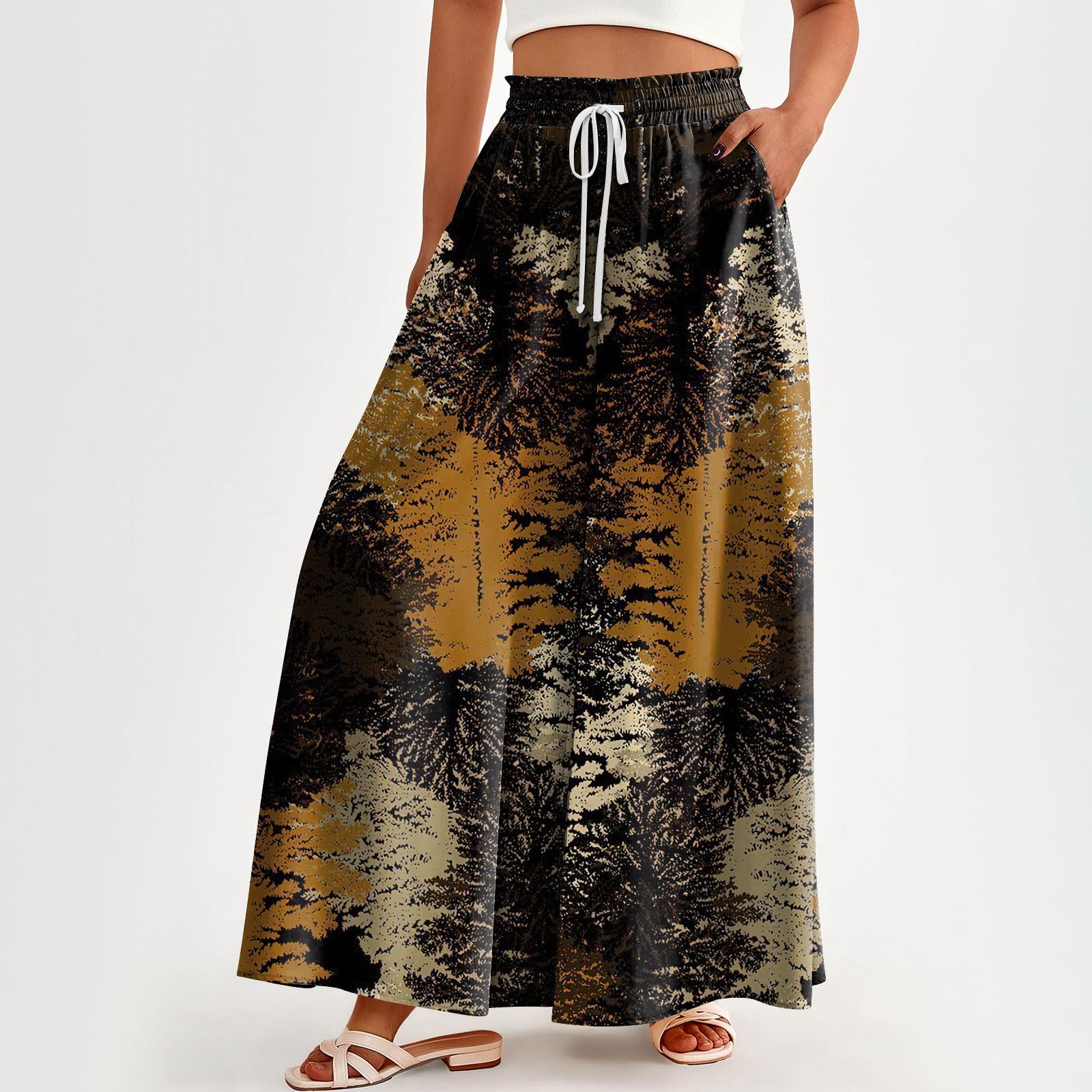 

Женские брюки с высокой талией, широкие, повседневные, струящиеся брюки-палаццо, клетчатые брюки с карманом M