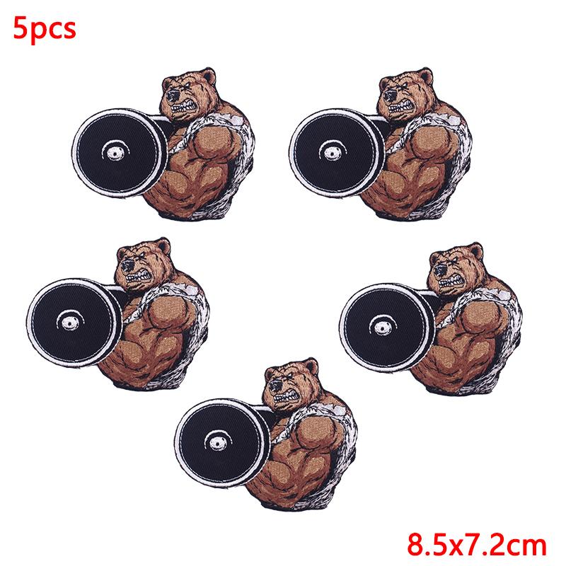 5Pcs/Lot Punk Animal Patch Iron On Embroidery Patches For Clothing Thermoadhesive Patches On Clothes Hip Hop Patch For Clothes