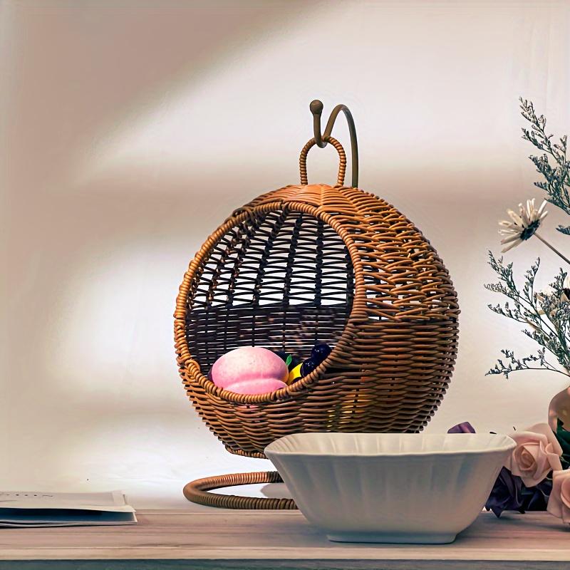 Корзина Ротанговая Клетка для Кошки Домашняя Маленькая Кровать для Кошки Подвесная Корзина Съемная Корзина для Хранения Фруктов Настольная Корзина для Хранения, Коричневая