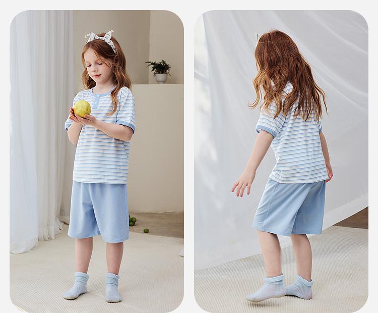 [Ice Cocoa] Mini Balabala Men's and Women's Sleepwear with Temperature Control, Quick Drying, and Cool Feeling for Baby Home Clothes Set Summer