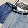 Plus-Size High-Waisted A-Line Casual Denim Shorts for Women - Summer Mid-Length Wide-Leg Shorts