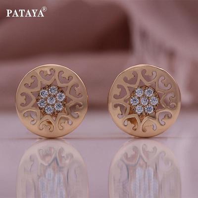 White Artificial Zircon Round Classical Hollow Stud Earring