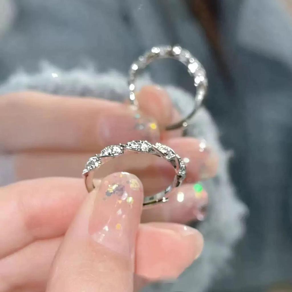 Super Flash! Entwined Love Crushed Diamond Women's Exquisite Stackable Ring