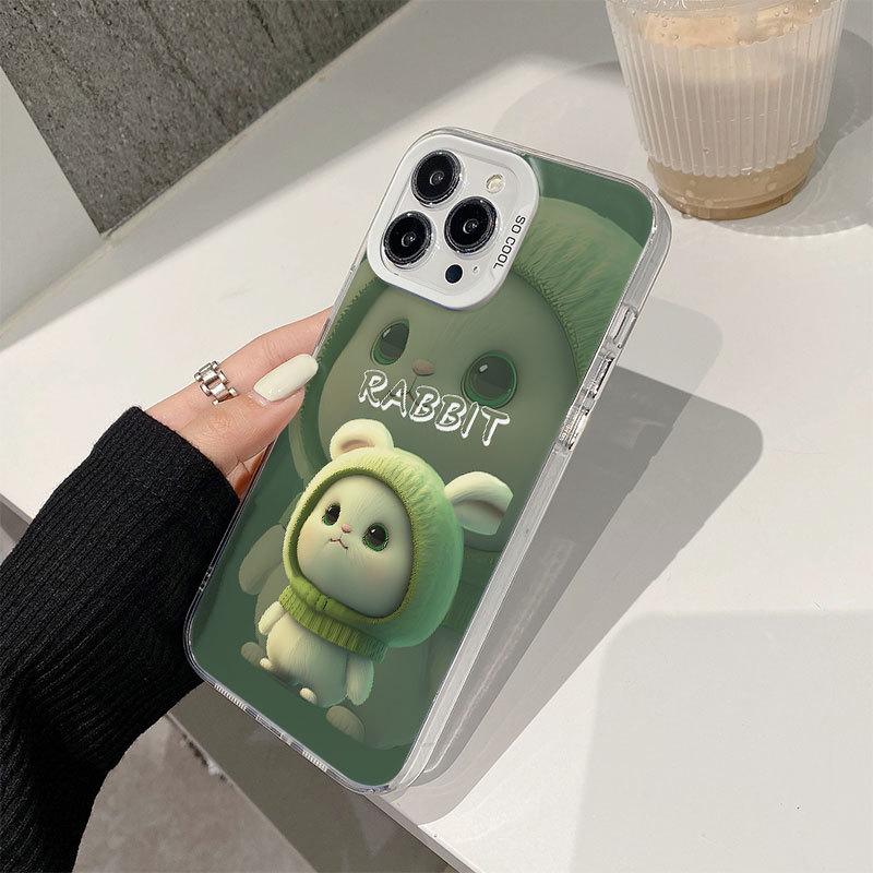 Kreskówkowy Uroczy Królik Etui na Telefon 16 dla IPhone 15 Kolor Srebrny Etui 11 Odporne na Upadki 14 Promax Pokrowiec Ochronny 13