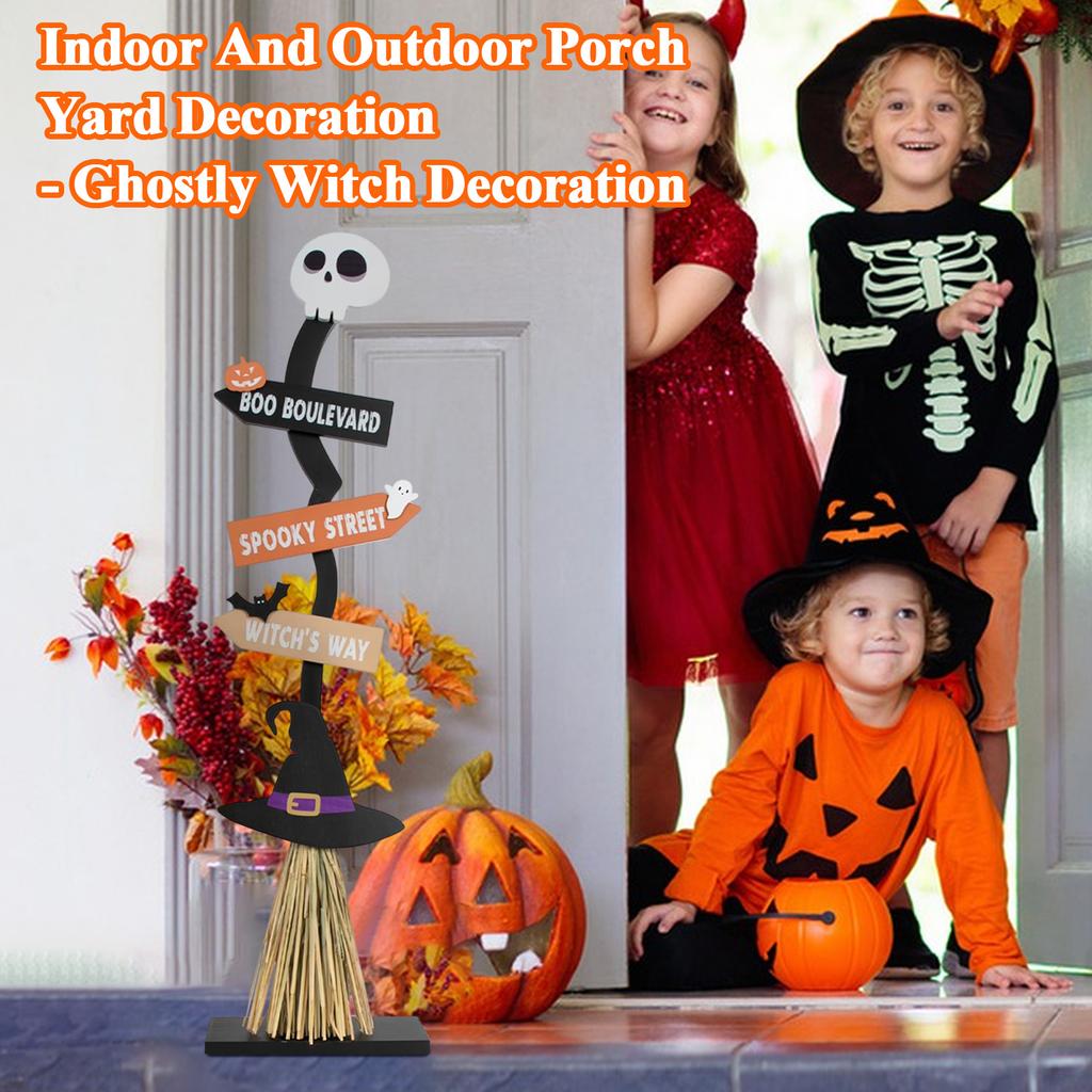 Halloween Wooden Witch , Indoor And Outdoor Porch Yard Decoration - Ghostly Witch Decoration