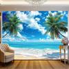 Hawaiianischer Strand Meereshintergrund Stoff Sommer Tropische Party Hintergrund Palme Meereshintergrund Banner