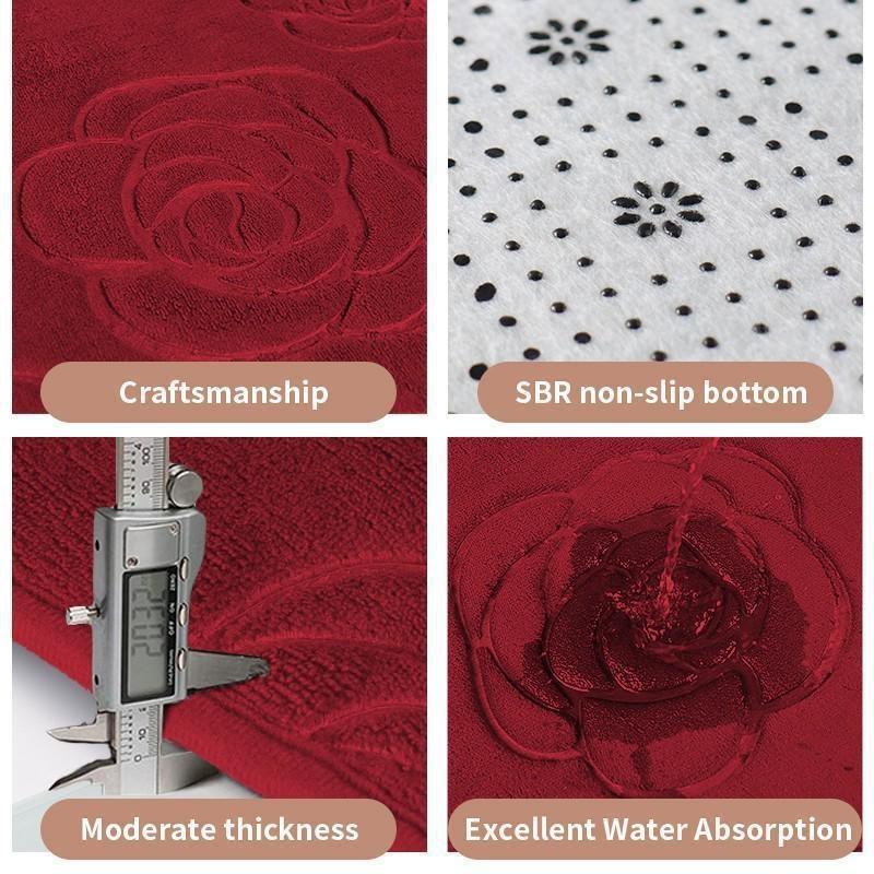 Badmattor Rose Flower Präglat badrum Badmatta Flanell Halkfri matta i badkar Golvmatta Duschrum Dörrmatta Memory Foam Pad Tvättbar matta