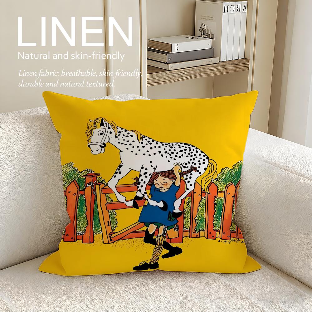 

Classic Pippi Longstocking Cushion Cover Pillowcase Set Pcs x x Breathable Washable Sofa Cushion Cover 30X30cm
