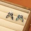 Elegant Retro Niche Natural Abalone Shell Butterfly Earrings Gold-plated Stone-studded Earclips Women's Earrings Versatile