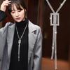 Decorative Long Elegant Necklace For Women In Alloy With Geometric Design And Accents Crystal