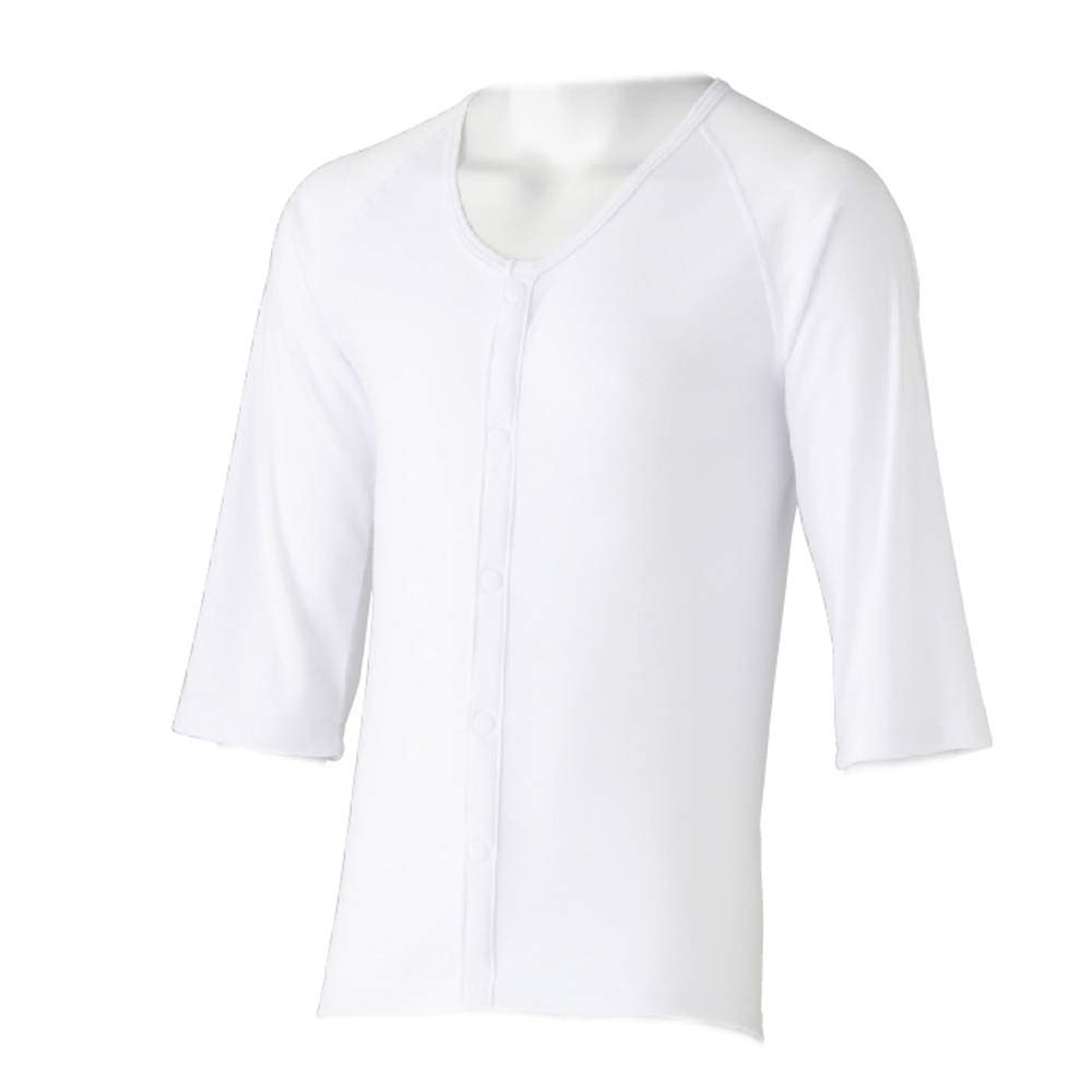 Kimono Sleeve Shirt with Front Underwear for Nursing Care [Asakusa Market] Men's 3/4 One-Touch Closure, Heat-Retaining, Fall/Winter Wear, Opening,
