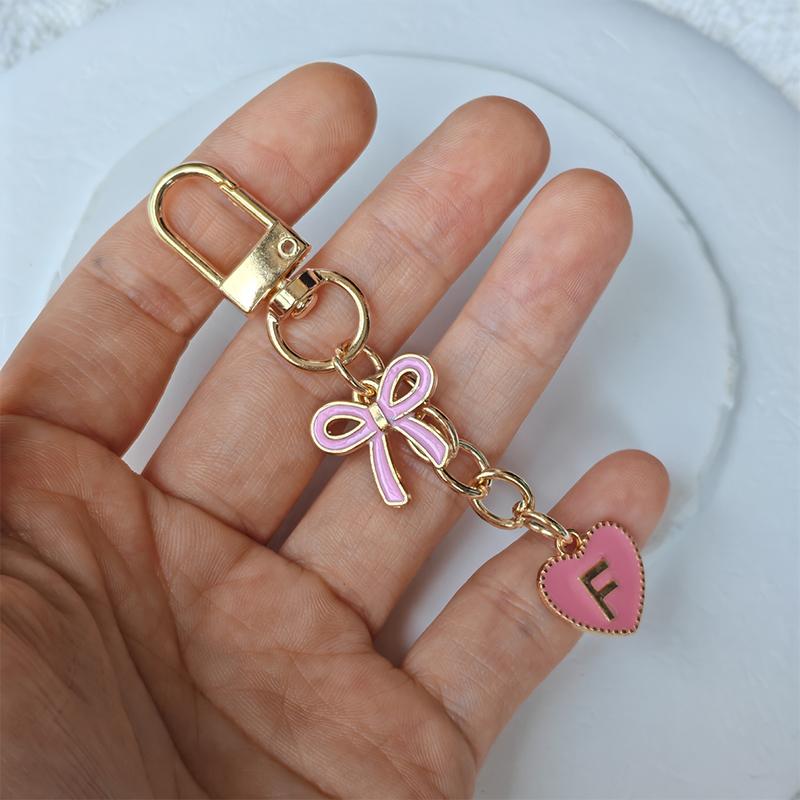 

Креативные Буквы Металлические Розовый Бант Брелок Модный A-Z 26 Букв Брелки Подвески Чехол для Телефона Держатели Ключей Сумка Аксессуары Подарок F