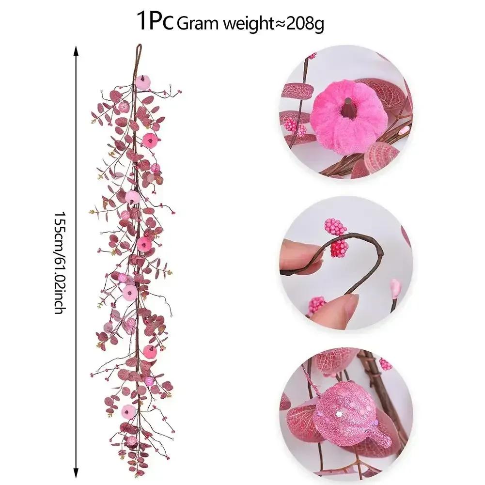 Pumpkin Vine Garland for Thanksgiving and Fall Decoration Made of Plastic and Fabric Suitable for Home and Event Use